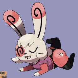 anthro ass ass_tattoo bunny_ears bunny_tail cheeky darknwindie eye_markings female game_freak nintendo pokemon pokemon_(species) spinda stockings tagme tatoo thong tongue_out winking_at_viewer yoga