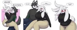 big_ass big_breasts breasts bubble_butt cleavage dewwy(dewwydartz) dewwydarts dewwydartz embarrassed_female eva(dewwydartz) female furry hourglass_figure huge_ass may_(dewwydartz) shy_expression thick_thighs wide_hips