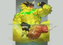 1:1 2025 abs absurd_res against_surface anthro armor ass ass_on_glass balls balls_on_glass bandai_namco biceps big_muscles big_penis bodily_fluids bulkmon clothing colored cum cum_on_glass cum_on_penis dendryte_axxon digimon digimon_(species) digital_drawing_(artwork) digital_media_(artwork) drooling fingerless_gloves flexing flexing_bicep genital_fluids genitals glass gloves green_eyes handwear headgear headgear_only helmet helmet_only hi_res horn huge_cock low-angle_view male manly mask muscular muscular_anthro muscular_male nipples nude on_glass pecs penile_spines penis saliva sitting solo spikes spikes_(anatomy) sweat tongue tongue_out vein veiny_penis yellow_body