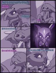 blush breasts closed_eyes comic female furry imminent_deepthroat imminent_oral licking_penis male naughty_face nintendo nipples no_humans oral oral_sex pokemon pokemon_(species) sableye smile sneasel sweat tagme text vibrantechoes video_games