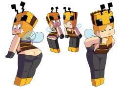 alex_(minecraft) ass bee_(minecraft) cosplay cube_head cubic_body ginger impstripe microsoft minecraft mojang