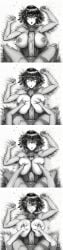 1girl1futa 2girls ai_generated big_breasts black_hair boobjob cum fubuki_(one-punch_man) futa_on_female futanari huge_breasts monochrome one-punch_man paizuri sansetsukon_no_lily titjob titjob