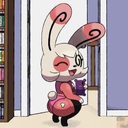 anthro ass bunny_ears bunny_tail cheeky darknwindie eye_markings female game_freak mirror_selfie nintendo pokemon pokemon_(species) posing selfie spinda tagme tongue_out winking_at_viewer