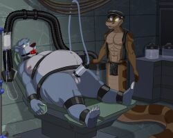 5:4 absurd_res adult anthro apode baloo bear bondage clothing dgemporium draconcopode duo hi_res hypnosis hypnotic_eyes jacket kaa_(jungle_book) leather leather_clothing leather_jacket leather_topwear legless machine male male/male mammal medical_instrument milking_machine mind_control naga nipple_piercing nipple_ring nipples obese obese_male overweight overweight_male penile penis_milking piercing python questionable_consent reptile restrained restrained_arms restrained_feet restrained_legs restraining_table restraints ring_piercing scalie scientific_instrument serpentine snake the_jungle_book topwear