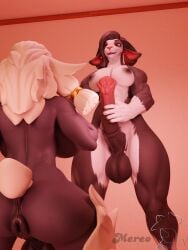 3d begging begging_pose big_breasts bovid breasts caprine digital_media_(artwork) duo female furry futanari goat hi_res intersex intersex/intersex mammal pose reinette sheep that1furrydude1