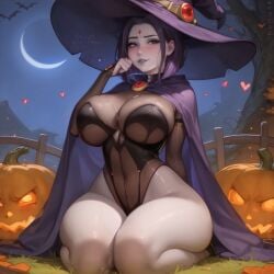 ai_generated big_thighs bigrx bottom_heavy dc dc_comics fat_thighs from_above halloween_costume huge_thighs rachel_roth raven_(dc) seductive superheroine teen_titans thick thick_thighs thunder_thighs thunderthighs witch witch_costume witch_hat