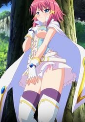 blue_eyes cape looking_at_viewer mitsurugi_asuka panties pink_hair poro screencap screenshot short_hair thigh_boots tree wizard_girl_ambitious