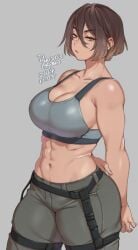 1girls abs athletic_female big_breasts breasts muscular_arms muscular_female ryo_agawa short_hair