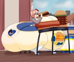 bbw big_ass big_breasts breasts bubble_butt cleavage female huge_ass huge_breasts overweight sayori_(doki_doki_literature_club) thick_thighs user3345 weight_gain wide_hips
