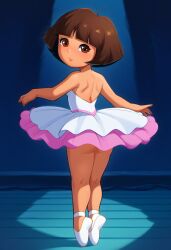 ai_generated alternate_version_available ballerina brown_hair civitai dark-skinned_female dora_marquez dora_the_explorer female_focus landidzu_(style) nickelodeon short_hair tagme tutu white_legwear