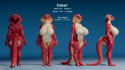 3d_(artwork) absurd_res anthro areola ass big_breasts big_butt blue_eyes breasts cobra curvy_figure digital_media_(artwork) ember_(f-euphrates) english_text f-euphrates feet female genitals hi_res huge_breasts model_sheet nipples non-mammal_breasts nude pussy reptile scales scalie simple_background smile snake snake_hood solo standing tail text thick_thighs voluptuous wide_hips