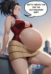 ai_generated big_belly big_breasts breasts cleavage momo_yaoyorozu momo_yaoyorozu_(hero_outfit) my_hero_academia pregnancy pregnant pregnant_belly ready_to_pop yaoyorozu_momo