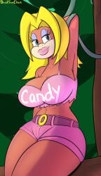 1girls anthro anthro_female anthro_only big_breasts blonde_hair breasts candy_kong clothed clothed_female clothing davidsanchan donkey_kong_(series) female female_only front_view furry furry_female furry_only looking_at_viewer nintendo pants pink_shorts primate shorts smile smiling smiling_at_viewer solo thick_thighs wide_hips