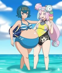 2girls 2pregnancy aged_up aged_up_female ai_generated blue_eyes blue_hair gym_leader iono_(pokemon) lana_(pokemon) multicolored_hair multiple_girls multiple_pregnancies pokemon pokemon_sm pokemon_sv pregnant pregnant_belly pregnant_female solo solo_female solo_focus trial_captain trial_captain_lana