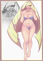 1girls alternate_version_available arkzexyt big_breasts bikini bikini_bottom bikini_top blonde_hair blue_bikini bottomwear breasts cleavage feet female female_only full_body game_freak green_eyes hair hair_over_one_eye legs lips long_hair lusamine_(pokemon) mature mature_female mature_woman milf mother pokemon pokemon_sm side-tie_bikini solo solo_female swimwear thighs topwear very_long_hair