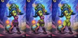 blizzard_entertainment blue_hair blue_hair_female bomb bomb_squad bomb_squad_(hearthstone) dusktempo edit edited edited_art edited_image edited_official_artwork female goblin goblin_(warcraft) goblin_female green_body green_skin green_skinned_female hearthstone official_art warcraft world_of_warcraft zombiequalia
