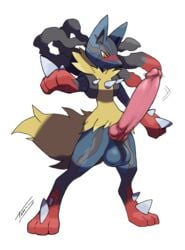 1boy alpha_channel anthro balls big_penis blush edit erection furry jkcs1611991 knot lucario male male_only mega_evolution mega_lucario nintendo nude penis pokemon pokemon_(species) red_eyes solo spikes tagme video_games