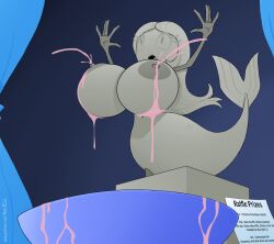 1female 1girls big_breasts breasts female female_focus female_only fountain henry_stickmin_(game) huge_breasts hyperflannel lactating lactation long_hair mermaid mermaid_tail ms._sticks original original_character petrification post_transformation tagme