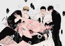 blowjob double_penetration father_and_son fushiguro_megumi gangbang gay gay_blowjob gay_incest gay_sex jujutsu_kaisen male male_only male_penetrated male_penetrating_male restrained satoru_gojo shiu_kong toji_fushiguro yaoi zenin_naoya