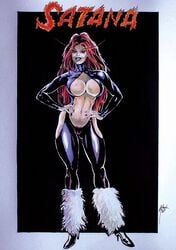 1girls breasts cleavage female female_only marvel red_hair satana satana_hellstrom solo succubus tagme