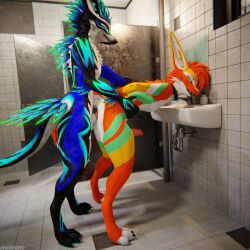 1:1 3d_(artwork) 4k absurd_res anal anal_sex animal_genitalia animal_penis anthro anthro_on_anthro anthro_penetrated anthro_penetrating anthro_penetrating_anthro arms_tied balls bathroom bathroom_sex bathroom_sink biped black_body black_fur blender_(artwork) blender_cycles blue_body blue_fur bodily_fluids bound canid canine canine_genitalia canine_penis canis claws clothing collar cum cum_drip cum_dripping_from_penis cum_on_penis depth_of_field digital_media_(artwork) dominant dragonplayer dripping duo erection fox fur genital_fluids genitals green_body green_fur grey_body grey_fur hair hand_on_back hand_on_hip hands_behind_back hi_res inside jackfennec knot knuffelfratz male male/male male_penetrated male_penetrating male_penetrating_male mammal moan multicolored_body nude open_mouth orange_body orange_fur orgasm paws penetration penis public public_restroom pushing pushing_down rape_play reflection rexouium sex slim slim_anthro slim_male slim_sub smile submissive submissive_male tail teeth white_body white_fur yellow_body yellow_fur