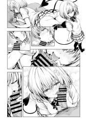 1girls age_difference alien ass ball_fondling blowjob bowtie breasts cock_worship comic demon_tail devil_tail fellatio flower_in_hair foreskin greyscale large_ass medium_breasts momo_velia_deviluke oral panties penis penis_kiss school_uniform short_hair skirt smegma smell_fetish smelly_cock tail thick_thighs thighs to_love-ru yokoyama_kouji