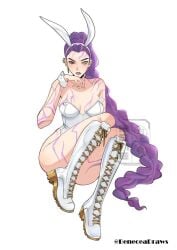 1girls 2d 2d_(artwork) 2d_artwork absurdly_long_hair bare_arms bare_chest bare_hands bare_hips bare_shoulders bare_skin beneceadraws boots braid braided_hair braided_ponytail braids breasts bunny_ears bunnygirl bunnygirl_outfit bunnysuit collarbone curvaceous curvaceous_body curvaceous_female curvaceous_figure curvaceous_hips curvy curvy_body curvy_female curvy_figure curvy_hips digital digital_art digital_drawing digital_drawing_(artwork) digital_media digital_media_(artwork) drawing ear_piercing ear_piercings earrings elbows exposed_arms exposed_chest exposed_hips exposed_shoulders exposed_skin female female_focus female_only fingernails fingers footwear full_body heterochromia hourglass_figure knees kpop_demon_hunters lean_figure legs leotard lips lipstick long_hair looking_at_viewer medium_breasts nail_polish nails narrow_waist pierced_ear pierced_ears pink_lips pink_lipstick ponytail purple-haired_female purple_fingernails purple_hair purple_nail_polish purple_nails red-eyed_female red_eyes rumi_(kpop_demon_hunters) shoes shoulders simple_background single_braid sitting slender_body slender_waist slim_female slim_waist solo thick_thighs thighs topwear very_long_hair very_long_hair_female white_background white_boots white_bunny_ears white_bunnysuit white_footwear white_hairband white_leotard white_shoes white_topwear white_wrist_cuffs wide_hips wrist_cuffs yellow-eyed_female yellow_eyes