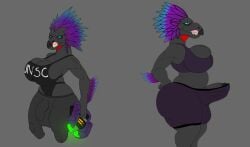 alien anthro arm_feathers arm_tuft avian avian_caruncle balls balls_outline beak big_balls big_breasts blue_body blue_eyes blue_feathers bottomwear breasts bulge clothed clothing colored detailed_bulge erection erection_under_clothing feather_hair feathered_crest feathers flaccid genital_outline genitals grey_body gun gynomorph gynomorph_anthro halo_(series) handgun head_crest hi_res holding_gun holding_handgun holding_object holding_ranged_weapon holding_weapon humanoid_genitalia humanoid_penis intersex intersex_anthro kig-yar microsoft penis penis_outline plasma_pistol pseudo_hair pupils purple_body purple_feathers ranged_weapon scalie scornedtitan shirt shorts simple_background slit_pupils solo t'vaoan tank_top topwear tuft weapon xbox_game_studios
