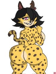 melissatrolli loxy_cheetah loxy_(kenxwhack) loxy cheetah furry big_booty round_booty round_butt huge_butt bubble_butt bubble_ass naked big_breasts sharp_teeth pink_eyes ear_piercing spots_on_ass spots thick_ass