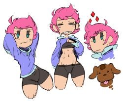 1girls 2022 caliginous female hoodie hoodie_lift kumatora mother_(series) mother_3 navel short_hair spats sweat sweating thighs fcyrah midriff lifted_by_self lifting lifting_shirt lifting_skirt lifting_own_clothes lifting_clothing flashing boney wide_hips wide_thighs thick_thighs thick_ass thick thick_legs thick_hips thick_butt bottom_heavy sweatdrop sweaty sweaty_body fair_skin fair-skinned_female pale_skin pale-skinned_female pink_hair green_eyes tomboy pixie_cut abs 1girl color colored color_edit colored_sketch collaboration edit edited edited_art edited_image alternate_version_available alternate_color alternate_version_at_source multiple_views