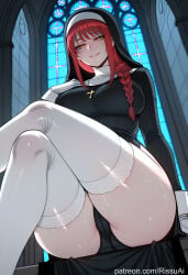makima_(chainsaw_man) patreon patreon_username patreon_link absurdres aesthetic ai_generated anime anime_style blurred_background digital_art digital_painting high_quality highres line_art soft_shading 1girls 1girl 1female solo_focus big_breasts huge_breasts large_breasts big_ass large_ass bubble_butt bubble_ass thick curvy curvy_figure curvy_female curvy_body curvy_hips curvy_thighs sexy sexy_pose sexy_body sexy_female beautiful beautiful_girl beautiful_female cute cute_face 2026 blush blushing blush_lines blushing_female rissuai horny horny_female horny_face horny_expression excited excited_female excited_for_sex excited_expression chainsaw_man solo long_hair breasts looking_at_viewer smile long_sleeves gloves dress thighhighs jewelry sitting underwear panties yellow_eyes braid ass sidelocks thighs sweat red_hair parted_lips indoors white_gloves necklace black_dress white_thighhighs black_panties window cameltoe thick_thighs crossed_legs cross braided_ponytail nun habit ringed_eyes cross_necklace stained_glass church