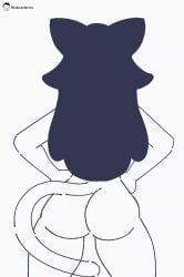 animated anthro anthro_only back back_view big_ass big_thighs black_hair blank_background cat_ears cat_girl cat_tail catgirl fat_ass female female_only hands_on_hips long_hair mimu_(rishmimu) moving_ass moving_hips naked rishmimu side_to_side tagme video voider_(artist) voiderino voidovoiderino wagging wagging_tail white_background white_body white_fur