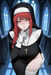makima_(chainsaw_man) patreon patreon_username patreon_link absurdres aesthetic ai_generated anime anime_style blurred_background digital_art digital_painting high_quality highres line_art soft_shading 1girls 1girl 1female solo_focus big_breasts huge_breasts large_breasts big_ass large_ass bubble_butt bubble_ass thick curvy curvy_figure curvy_female curvy_body curvy_hips curvy_thighs sexy sexy_pose sexy_body sexy_female beautiful beautiful_girl beautiful_female cute cute_face 2026 blush blushing blush_lines blushing_female rissuai horny horny_female horny_face horny_expression excited excited_female excited_for_sex excited_expression chainsaw_man solo long_hair breasts looking_at_viewer smile long_sleeves gloves dress thighhighs closed_mouth jewelry yellow_eyes braid thighs red_hair indoors white_gloves necklace black_dress white_thighhighs leaning_forward no_panties cross side_slit finger_to_mouth braided_ponytail nun habit ringed_eyes cross_necklace hand_on_own_thigh stained_glass church