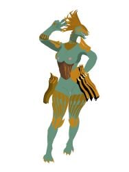 3:4 absurd_res alpha_channel anthro armor capcom clothed clothing colored female genie_(thecopiedcat) genitals hi_res horn jin_dahaad leviathan_(mh) monster_hunter nipples partially_armored partially_clothed reptile scalie solo standing thecopiedcat vulva