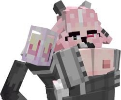 1girl 1girls big_breasts black_eyes blockbench cum cum_in_cup different_eye_color drunken_goddess_reflux female female_only femme_soule figura glass_cup horn horns looking_at_viewer minecraft notaorange13_(artist) open_clothes open_clothing pink_eyes pink_hair pukey_goddess_shot_trick self_upload solo tail