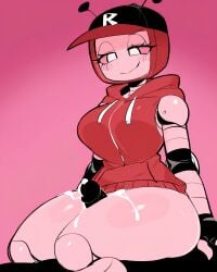 1boy 1girls absurd_res ai_generated antennae baseball_cap black_gloves black_hat bottomless colored_skin cum cum_on_thighs duo elbow_pads falsegate female fingerless_gloves forsaken forsaken_(roblox) gloves hetero highres hood_down hoodie large_breasts penis penis_between_thighs pink_background pink_sclera pink_skin red_hoodie roblox robot robot_girl screen_face self_upload sitting smile smirk solid_background solid_color_background stable_diffusion straight television television_head thighjob thighs thighs_together tv_head tv_head_robot uncensored veeronica veeronica_(forsaken) white_eyes