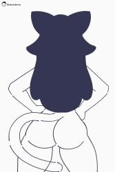 rishmimu mimu_(rishmimu) voidovoiderino voider_(artist) voiderino animated anthro anthro_only female female_only back_view back wagging_tail wagging moving_hips moving_ass fat_ass big_ass cat_ears cat_tail catgirl cat_girl blank_background white_background naked white_fur white_body long_hair black_hair hands_on_hips big_thighs side_to_side tagme butt ass butt_cheeks gif solo solo_focus solo_female