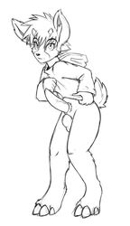 2012 anthro balls big_penis bottomless erection fur furry hair hoodie hooves horn ixi looking_at_viewer male male_only neopets packmind penis plain_background pose sheath solo standing vein veiny_penis video_games white_background