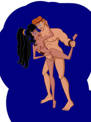 disney fingering from_behind hercules_(character) hercules_(disney) human human_only lavinia leg_lift long_hair nipples nude reverse_standing_congress sex straight