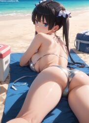 1girls 2d ai_generated areolae armpit bare_arms bare_legs bare_shoulders belly big_breasts bob_cut breasts_bigger_than_head cameltoe chest curvy curvy_figure cute cute_face detailed eyelashes eyeshadow female female_only fit fit_female focus grey_hair hair high_quality huge_breasts large_breasts legs light-skinned_female light_skin lips lipstick looking_at_viewer makeup mascara nero100 pale-skinned_female pale_skin petite petite_body posing seductive seductive_look long_hair black_hair stable_diffusion surprised tagme thighs thin_waist young teenager twintails hestia_(danmachi) dungeon_ni_deai_wo_motomeru_no_wa_machigatteiru_darou_ka blue_eyes bikini bikini_top bikini_bottom swimwear swimsuit outdoors outside