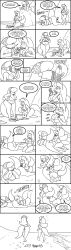 1boy 1boy2girls 2girls 2girls1boy beach bikini catherine_(jamearts) comic comic_panel dialogue digital_media_(artwork) hair_covering_eyes human human_male jamearts jeanie_(jamearts) kiss kiss_mark kiss_mark_on_ass kissing lizard lizard_girl lizard_tail long_hair long_hair_female milf panels scalie scalie_female shrunken shrunken_male sisters tail