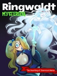 1futa 1girls alazia areola_slip big_breasts blonde_hair blonde_hair_female book_cover camikiki cleavage cum cum_drip diplomacyraptor diplomacyraptor_oc english english_text ghost ghost_futa ghost_girl glasses gnome large_breasts precum shortstack tagme trans_(lore)
