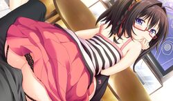 1boy ass atelier_kaguya baku_ane_otouto_shibocchau_zo! blue_eyes bottomless brother_and_sister buttjob choco_chip clothed_erection female game_cg grinding hayasaki_naru incest looking_back penis rubbing