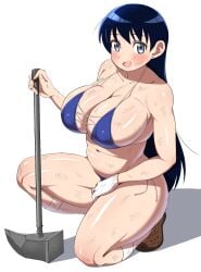 1girls arato_nagi bikini bitch blue_hair exhibitionism exhibitionist huge_breasts imiin large_breasts long_hair plump prostitute prostitution ruri_no_houseki slutty_female swimsuit