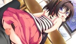 1boy ass atelier_kaguya baku_ane_otouto_shibocchau_zo! bottomless brother_and_sister buttjob choco_chip female game_cg glasses grinding hayasaki_naru incest looking_back penis purple_eyes rubbing