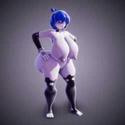 1girls 3d 3d_(artwork) animated areolae armwear artist_name barefoot big_ass big_breasts blue_hair choker female_focus garasesweep gloves goth_girl huge_ass huge_breasts legwear pale_skin purple_eyes solo_female standing tagme tiddy_(megabippy) video voluptuous white_body white_skin