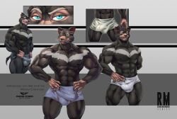 2018 anthro biped black_body black_fur black_nose dasyurid dasyuromorph fur male mammal marsupial muscular muscular_anthro muscular_male muscular_thighs nexus ron_(nexus) tasmanian_devil