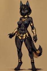 1girls ai_generated anthro anubis_(pal) black_hair blue_eyes female kleo_pati_(scorpianpp) original_character palworld scorpianpp self_upload solo_female stable_diffusion