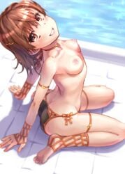 1girls 3rd_party_edit arched_back areolae arm_support armlet ass ass_cleavage bare_shoulders barefoot blush breasts brown_eyes brown_hair butt_crack collarbone edit erect_nipples feet female female_only from_above from_side gloves grin hair hair_ornament hairpin looking_at_viewer looking_up misaka_mikoto nipples no_shoes photoshop poolside raika9 shiny shiny_skin short_hair sitting small_breasts smile soles solo spiked_hair teenage_girl teenager thigh_strap to_aru_kagaku_no_railgun to_aru_majutsu_no_index toeless_legwear toes wariza young