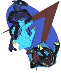 absurd_res alpha_channel ambiguous_gender ambiguous_prey anthro balls chaoshetra cock_vore duo genitals hi_res humanoid_genitalia humanoid_penis internal machine male male/male penile penis protogen struggling struggling_prey synth_(vader-san) vore